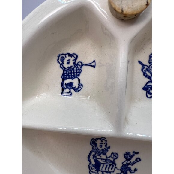 Vtg Excello Warming Hot Water Plate 3 Compartment, W/ Cork, Three Little Bears - Picture 3 of 9